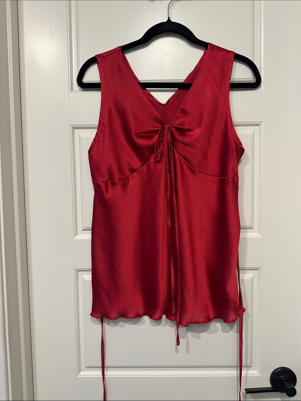 SHEIN Red Tie-Front Satin Camisole